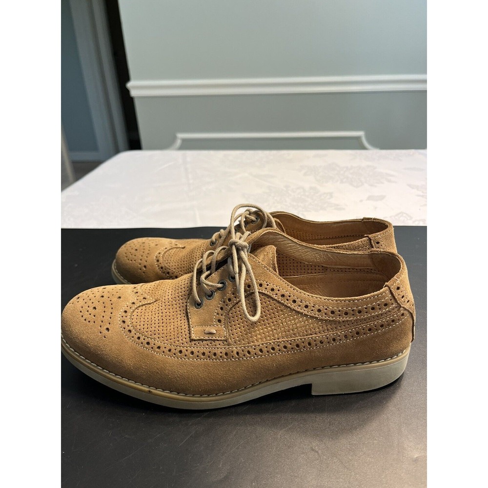 Johnston & Murphy Wingtip Dress Shoes Suede Brown Leather Lace Up Men’s 8M - Picture 4 of 16